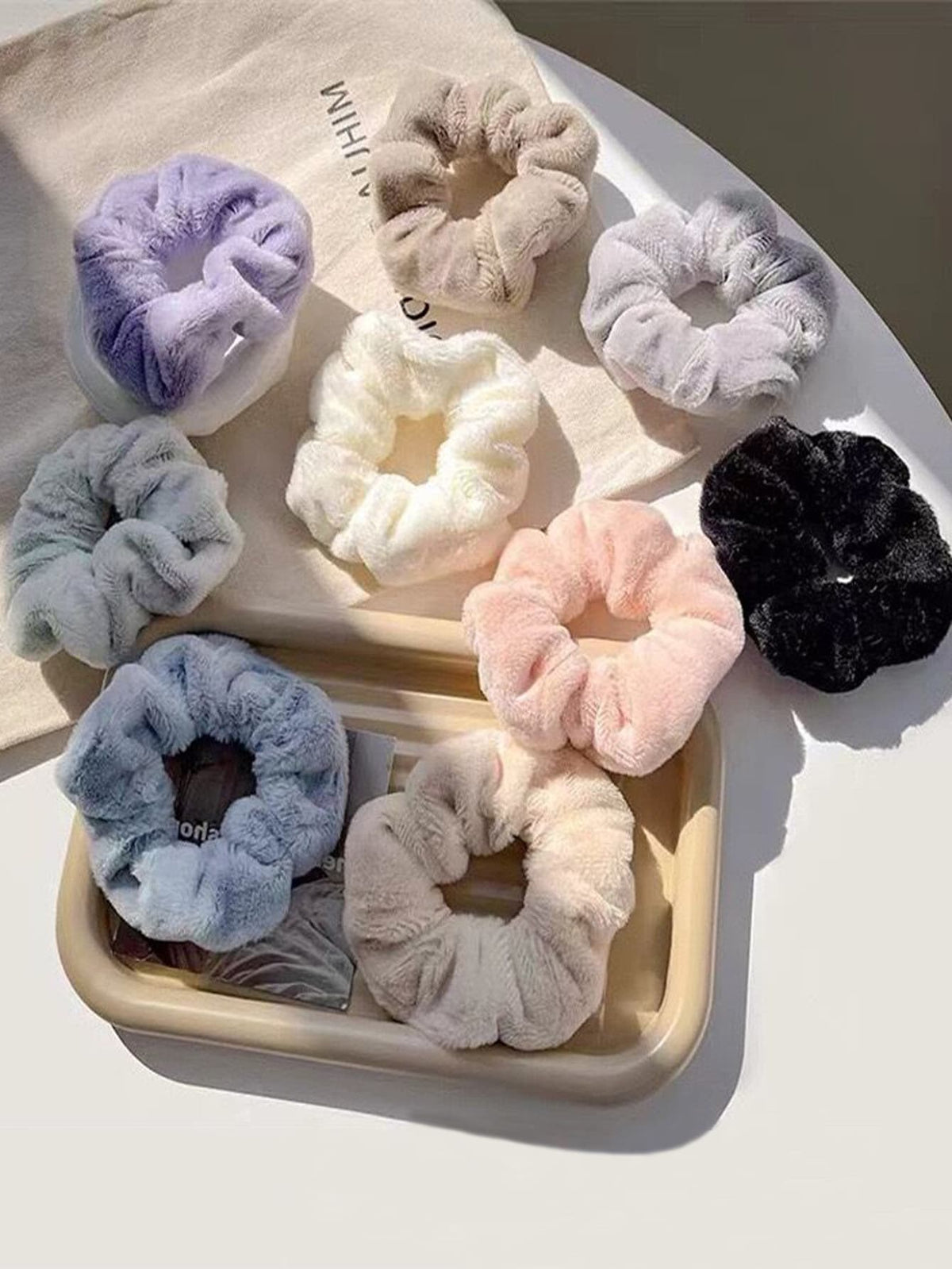 9-Piece Rabbit Plush Scrunchies Set - Multicolor - 9 Pieces