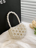 Girls' Faux Pearl Heart-Shaped Handbag - White - One Size