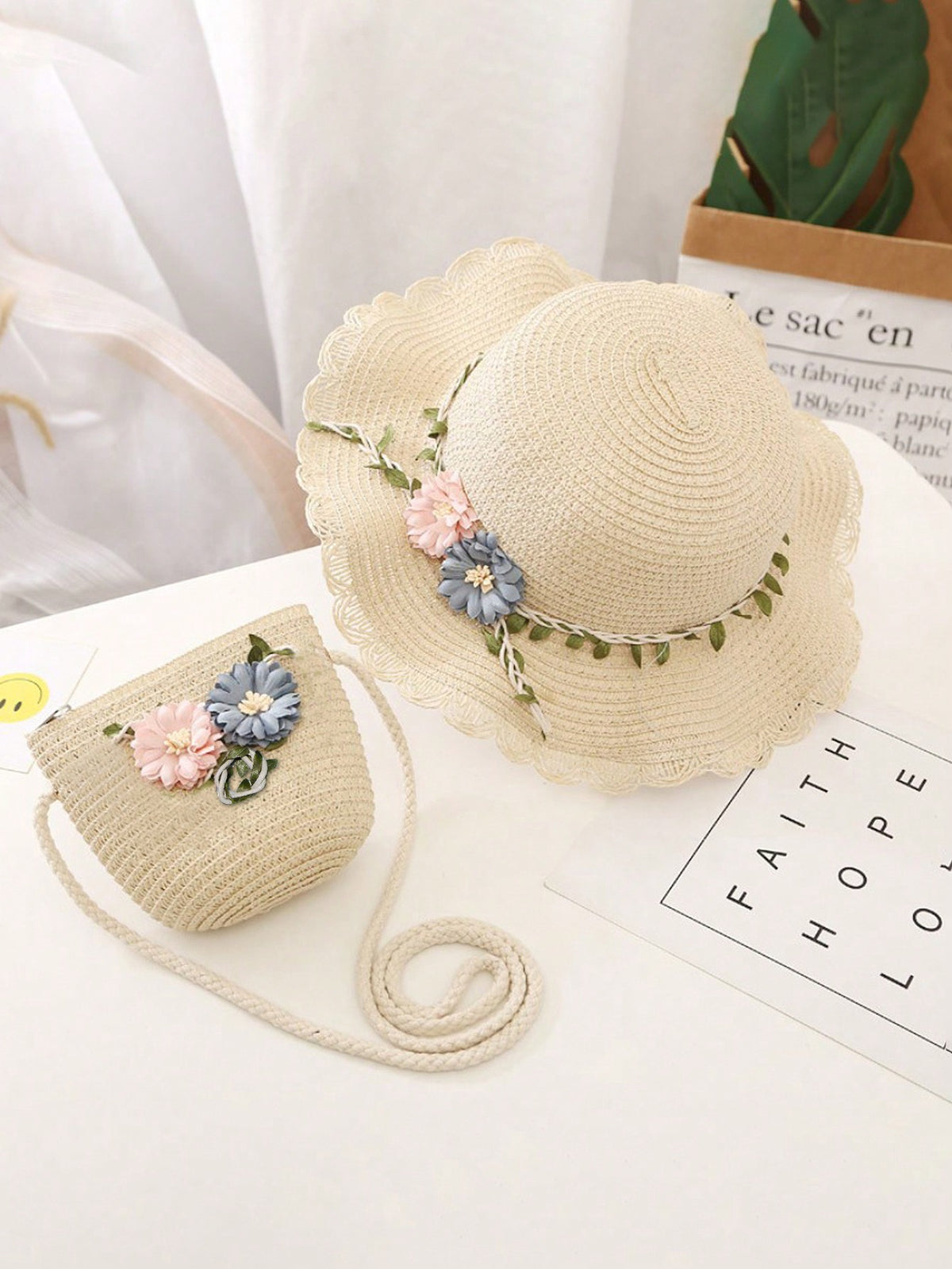 Girls' Hat & Bag Set - Beige - 3-8Y