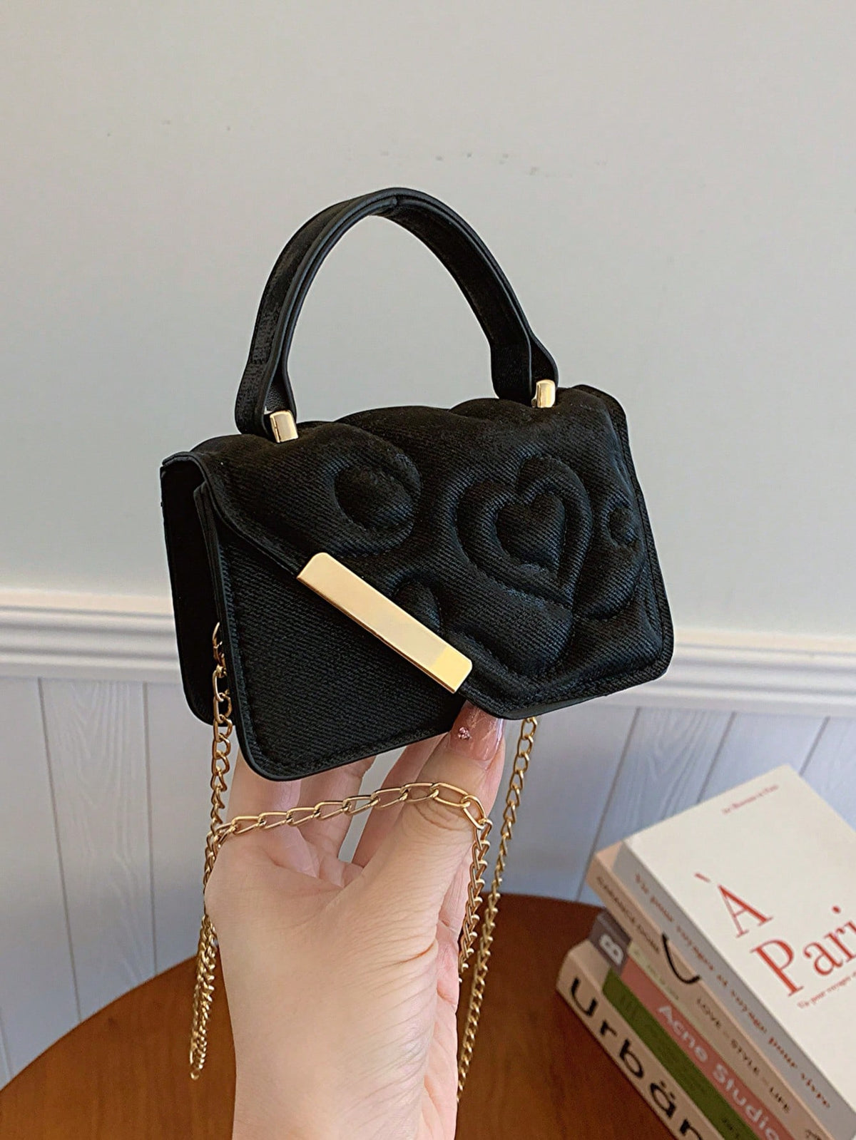 Women's Mini Chain Handle Crossbody Bag - Black - One Size