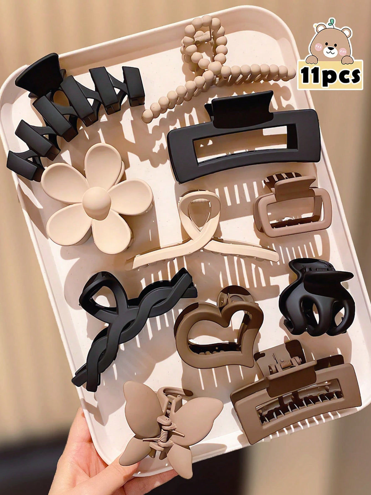 11-Piece Fashionable Girls' Party Hair Clip Set - Multicolor - 11 Pieces