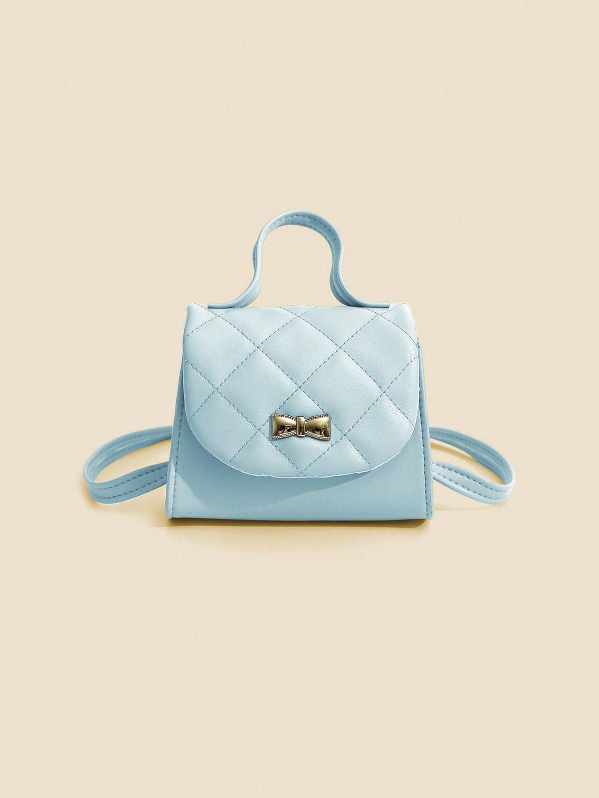 Girls' Quilted Bow Mini Shoulder Bag - Baby Blue - One Size