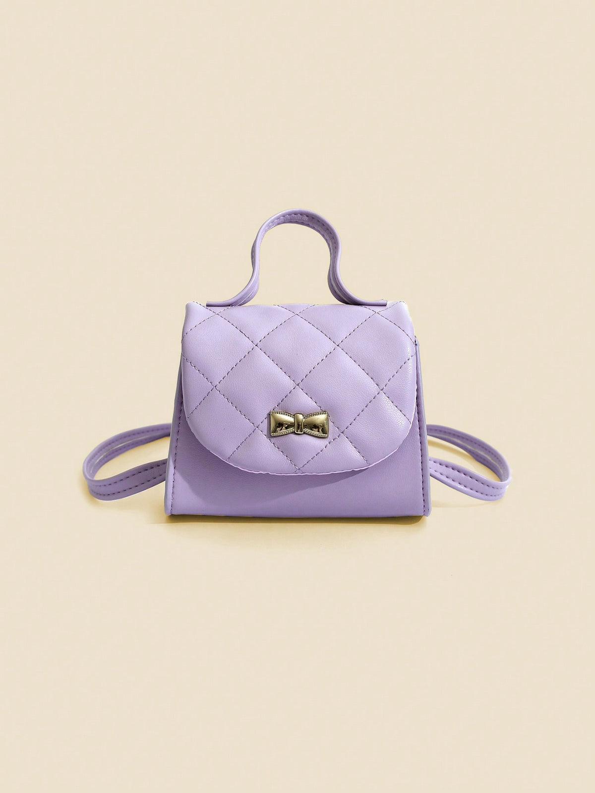 Girls' Quilted Bow Mini Shoulder Bag - Purple - One Size