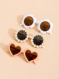 3-Piece Beige Floral & Heart Fashion Glasses Set - Beige - Style 996 - 3 Pieces