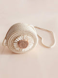 Girls' Sunflower Paper Straw Sling Bag & Coin Purse - Beige - One Size