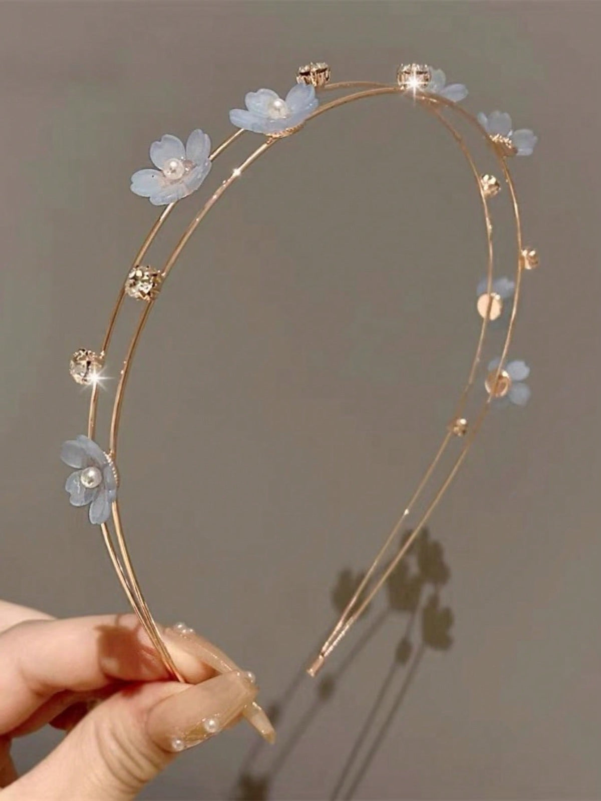 Teenage Fairy Flower Crystal Headband - Order 2 - Blue - 1 Piece