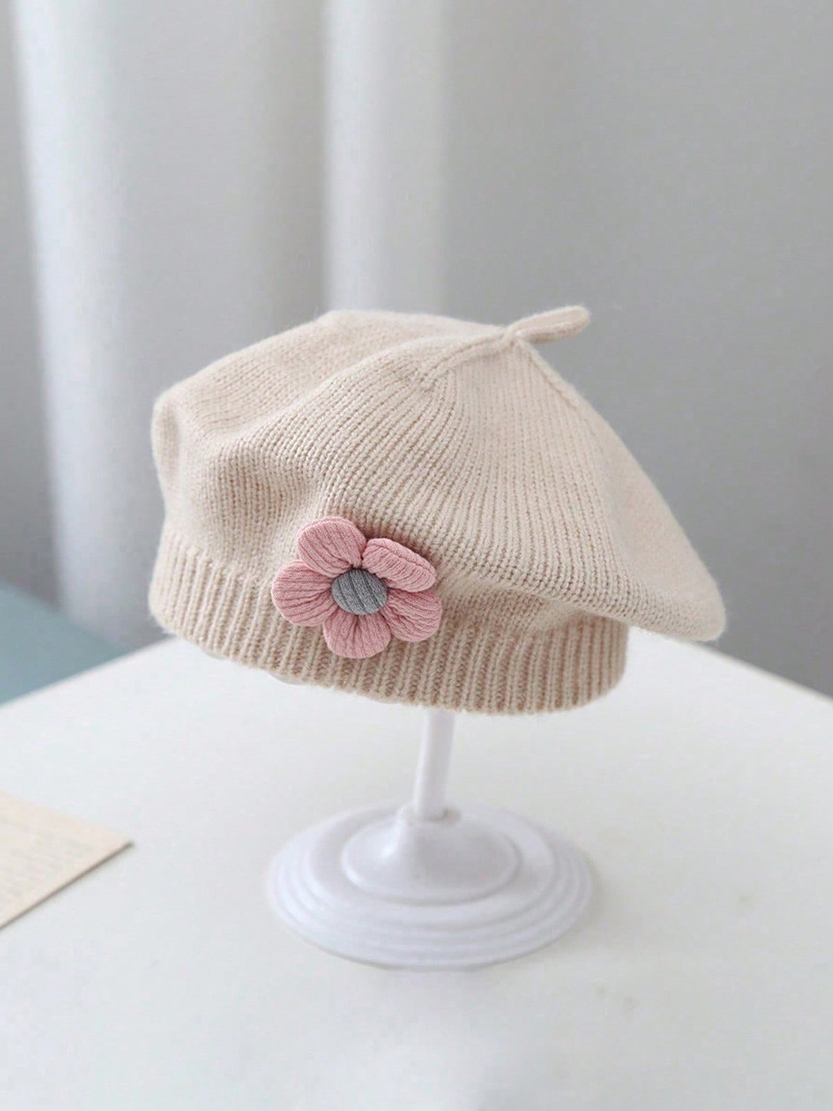 Baby Toddler Bow Beret - Beige - 0-3Y