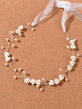 Floral Faux Pearl Rhinestone Hair Accessory - Flower Silver - One Size