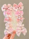 10-Piece Children's Pink Bow Hair Accessories Set - Pink - 10 Pieces