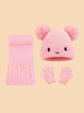 3-Piece Baby Pom-Pom Knit Hat Set - Pink - 1-3Y