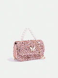 Girls' Sequin Elegant Shoulder Handbag Collection - Pink - Pearl Butterfly - S