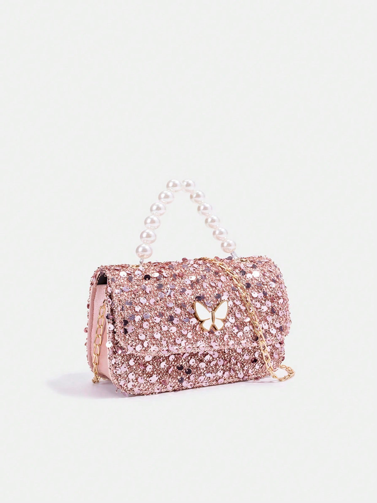 Girls' Sequin Elegant Shoulder Handbag Collection - Pink - Pearl Butterfly - S