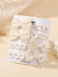 8-Piece Girls' Bowknot Hair Clip Set - Apricot - Apricot - 8 Pieces