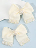 2-Piece Beige Pearl Hair Accessories Set - Multicolor - 2 Pieces