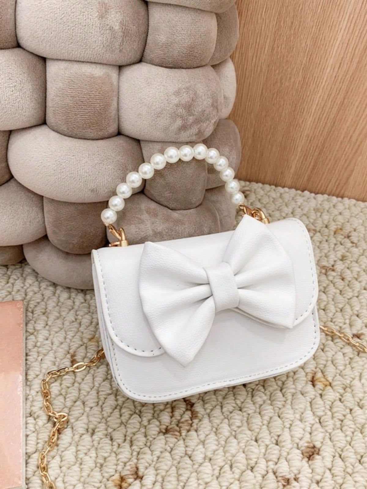 Girls' Princess Small Square Crossbody Handbag - White - White - One Size