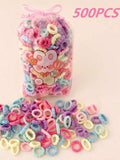 100pcs Cream Rainbow Hair Ties, Polyester Fiber Hairbands, Suitable For Children All Seasons, Perfect Gift For Kids And Friends, Suitable For Daily Wear — Multicolor / Multicolor a (500 Pieces)