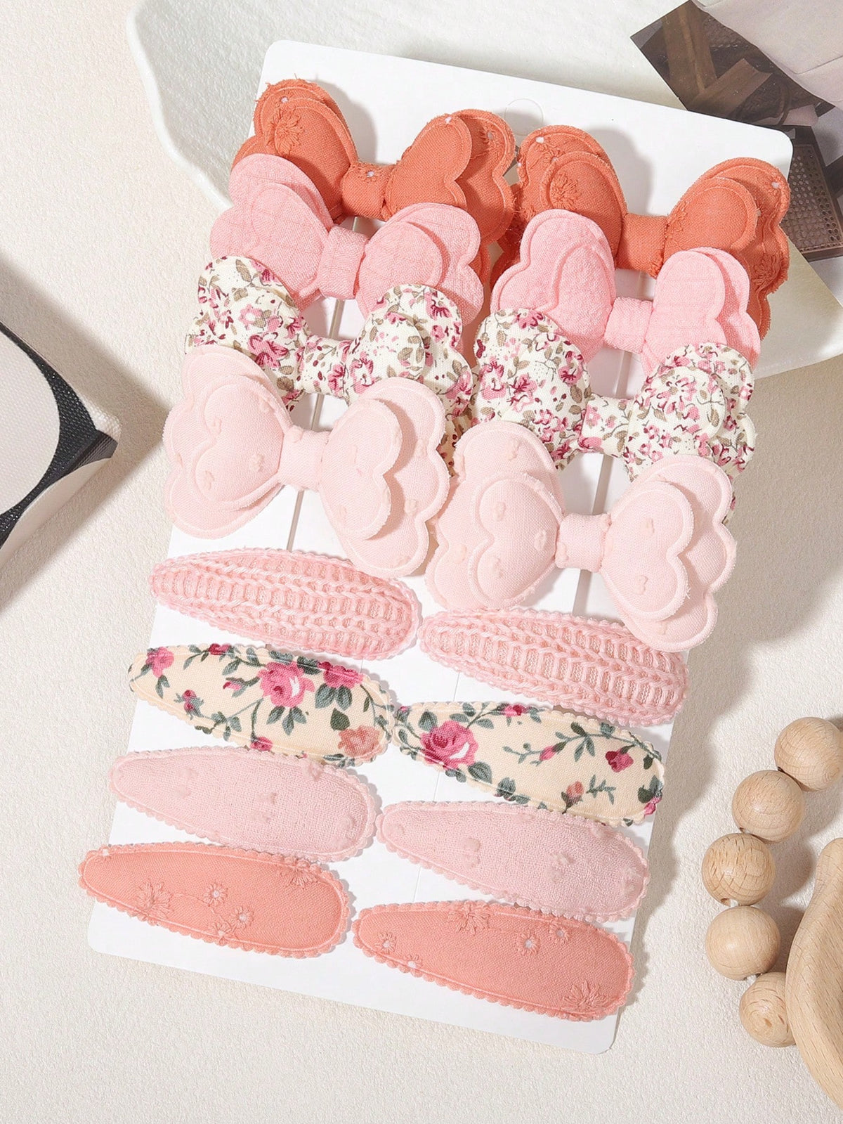 16-Piece Floral Plaid Heart Non-Slip Hair Clip Set - Mixed Color - 16 Pieces