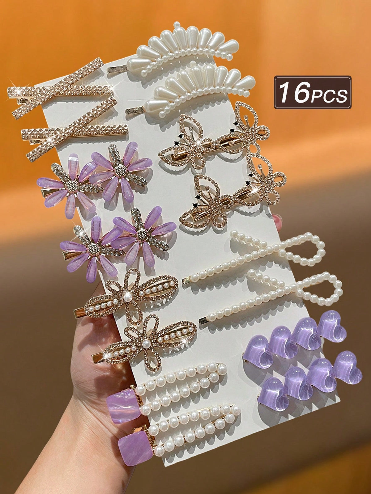 16-Piece Women's Luxury Hair Clip Set - Multicolor - 16 Pieces