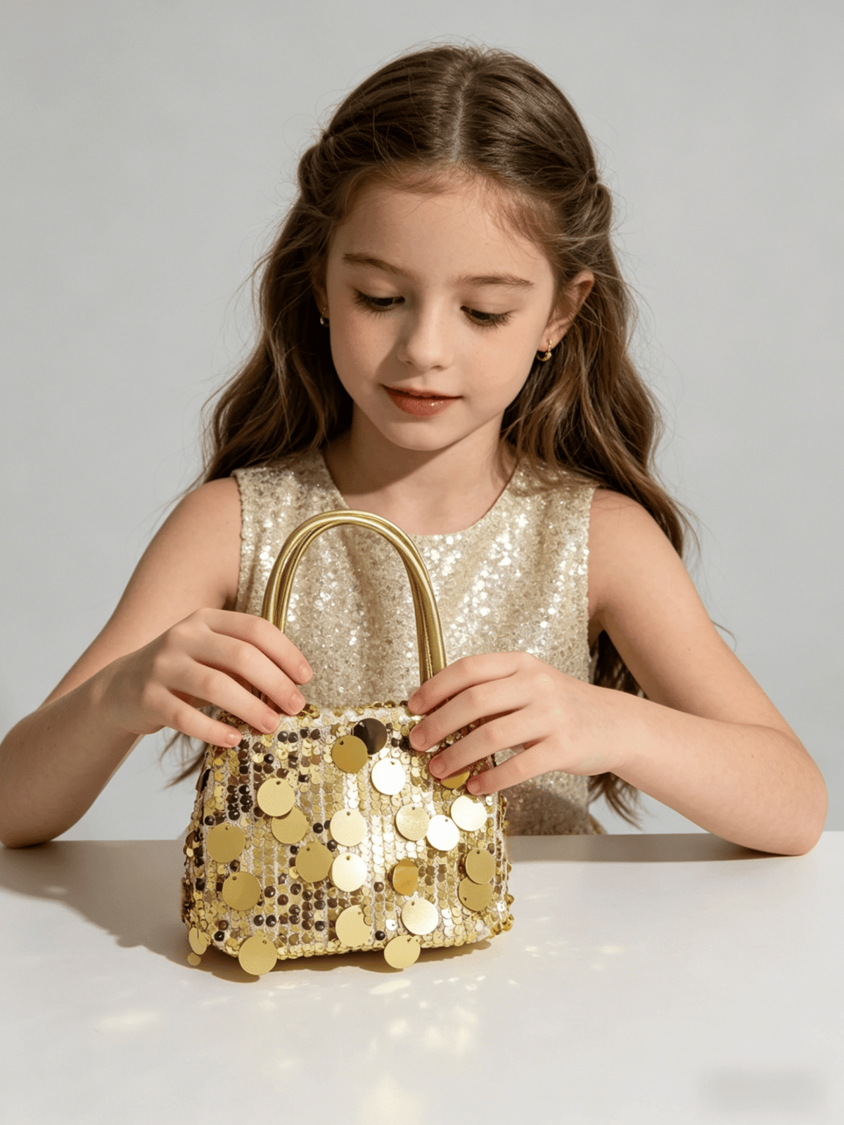 Little Girl Sequin Handbag - Gold - One Size