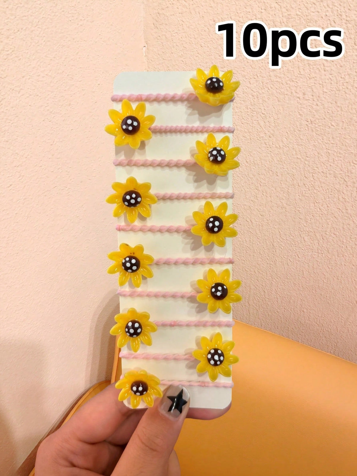 10-Piece Sunflower Hair Ties - Multicolor - 10 Pieces