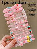 20/10/8/5/1pc Women's Pink Cute Cartoon Hair Clips — Multicolor / one-size