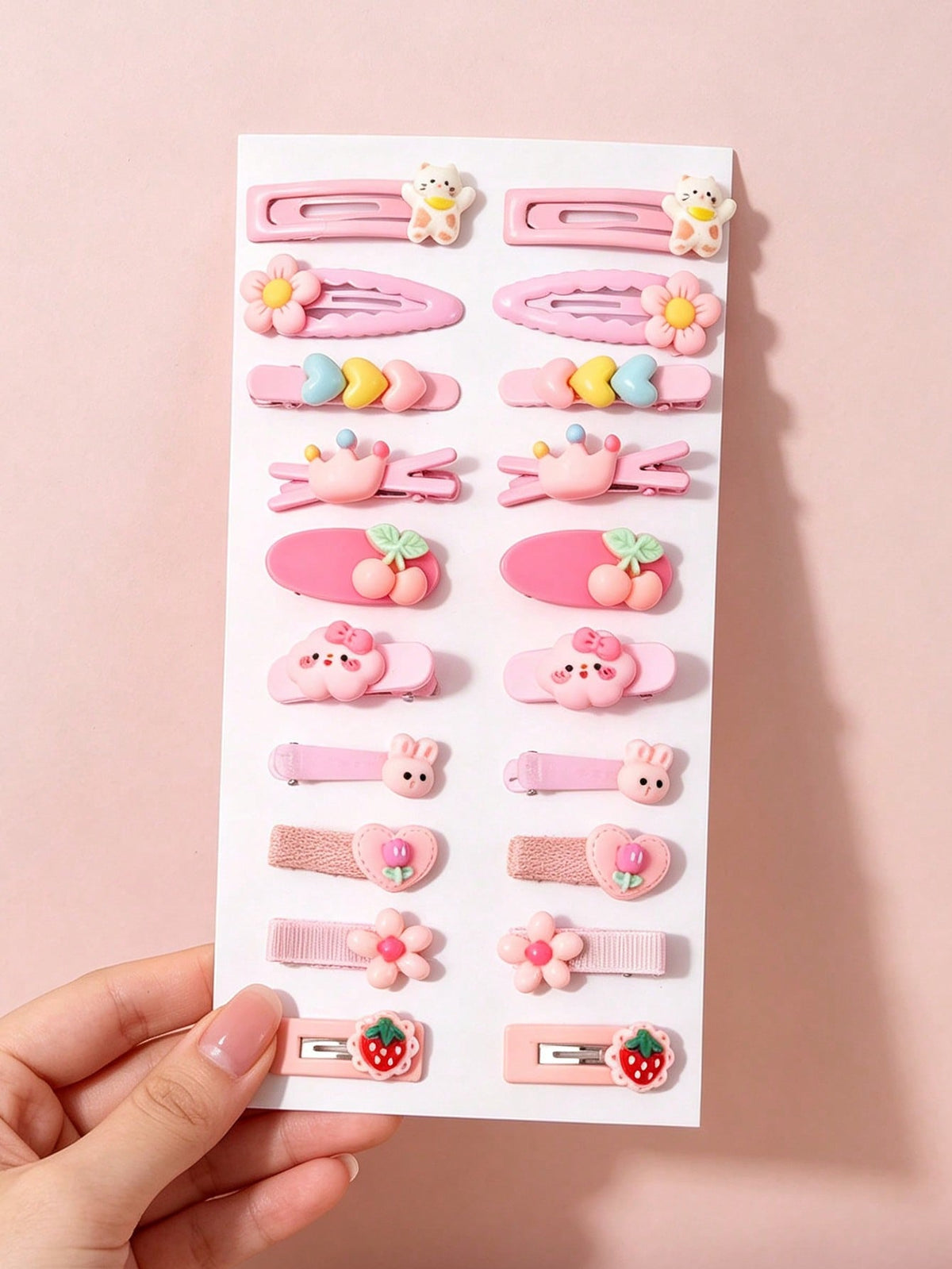 20-Piece Flower, Animal & Fruit Hair Clip Set - Multicolor - 20 Pieces