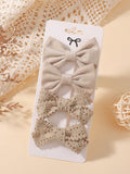 4-Piece Fresh Children's Bow Hair Clip Set - Brown - Brown - 4 Pieces