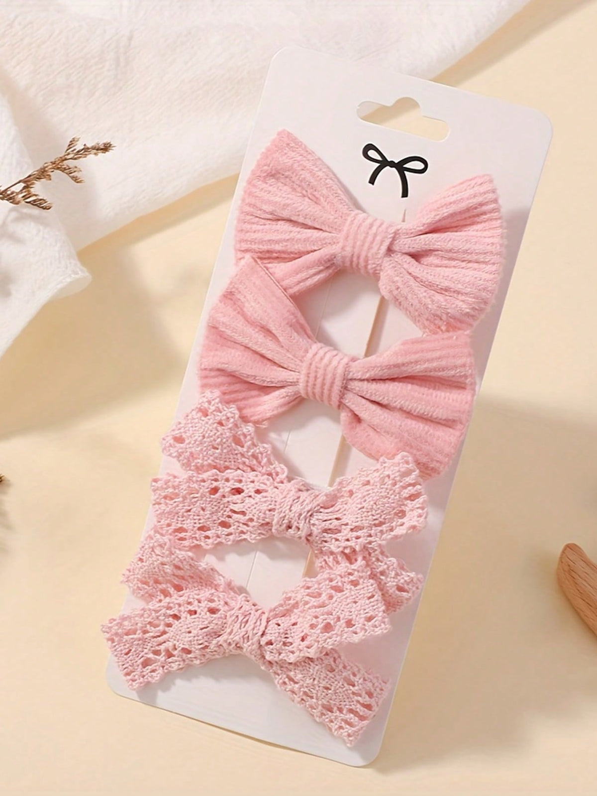 4-Piece Kids' Bowknot Hair Clip Set - Pink - 4 Pieces