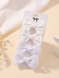 4pcs/Set Cute Bowknot Hair Clips, Sweet Style Girls Mini Hair Pins, Holiday Party Ponytail Clamps, Children Hair Accessories — White