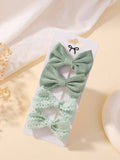 4-Piece Kids' Bow Hair Clip Set - Green - Green - 4 Pieces