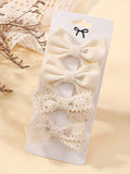 4-Piece Girls' Bow Hair Clip Set - Beige - Beige - 4 Pieces